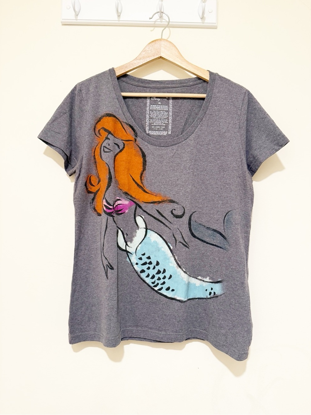 Disney Gray Tee with Ariel The Little Mermaid